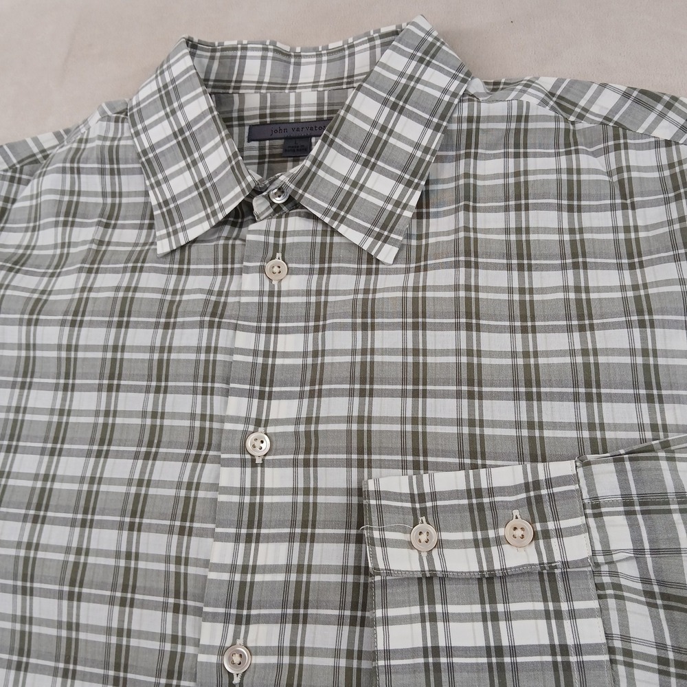 John Varvatos Large Mens Shirt Button Up Long Sleeve 22x28 Has Defect